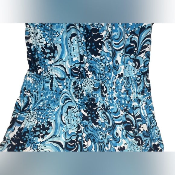 Lilly Pulitzer Clarette Flutter Sleeve Dress Mermazing Blue Sz M Vacation $128 - Picture 7 of 14